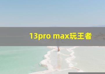 13pro max玩王者